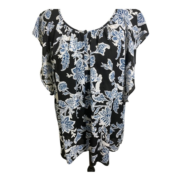 Vince Camuto womens keyhole front  blouse fluttery sleeves. Paisley X-Large - Picture 2 of 9